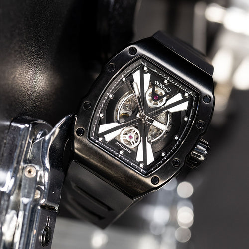 OLTO-8 EXPLORE-X Skeleton Automatic Watch Black