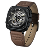 OLTO-8 IRON-EX Square Skeleton Automatic Watch Brown
