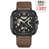 OLTO-8 IRON-X Square Skeleton Automatic Watch Brown