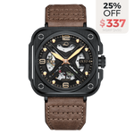 OLTO-8 IRON-X Square Skeleton Automatic Watch Brown