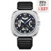 OLTO-8 IRON-X Square Skeleton Automatic Watch Silver