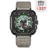 OLTO-8 IRON-EX Square Skeleton Automatic Watch Green