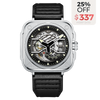 OLTO-8 IRON-EX Square Skeleton Automatic Watch Silver