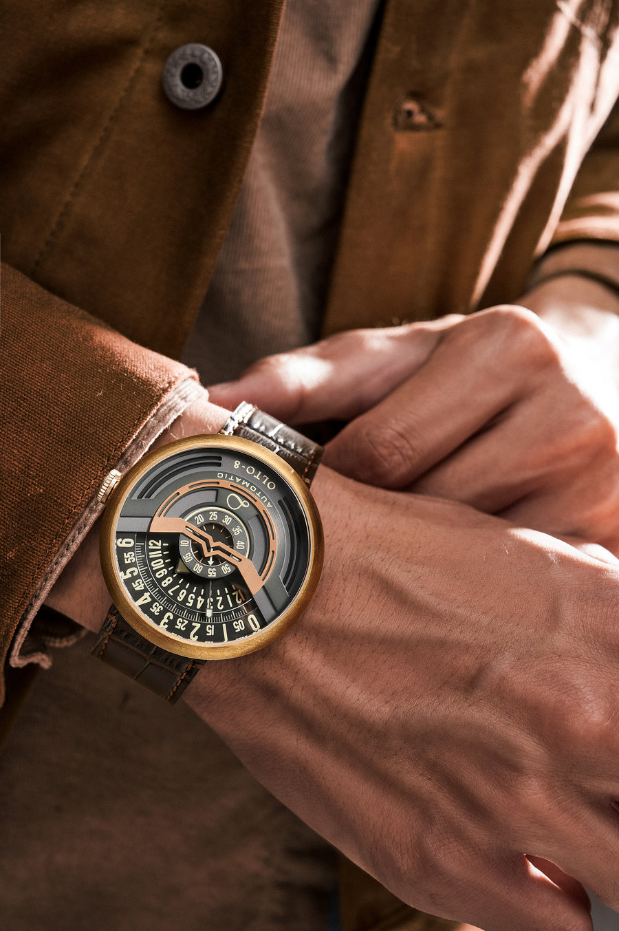 ●ONE BRILLIANT● OraaOB518GreyOliveSG Oraa-OB518-GreyOliveS OLTO-8 INFINITY-I RPM-Style Automatic Watch Gold-Black