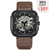 OLTO-8 IRON-EX Square Skeleton Automatic Watch Brown