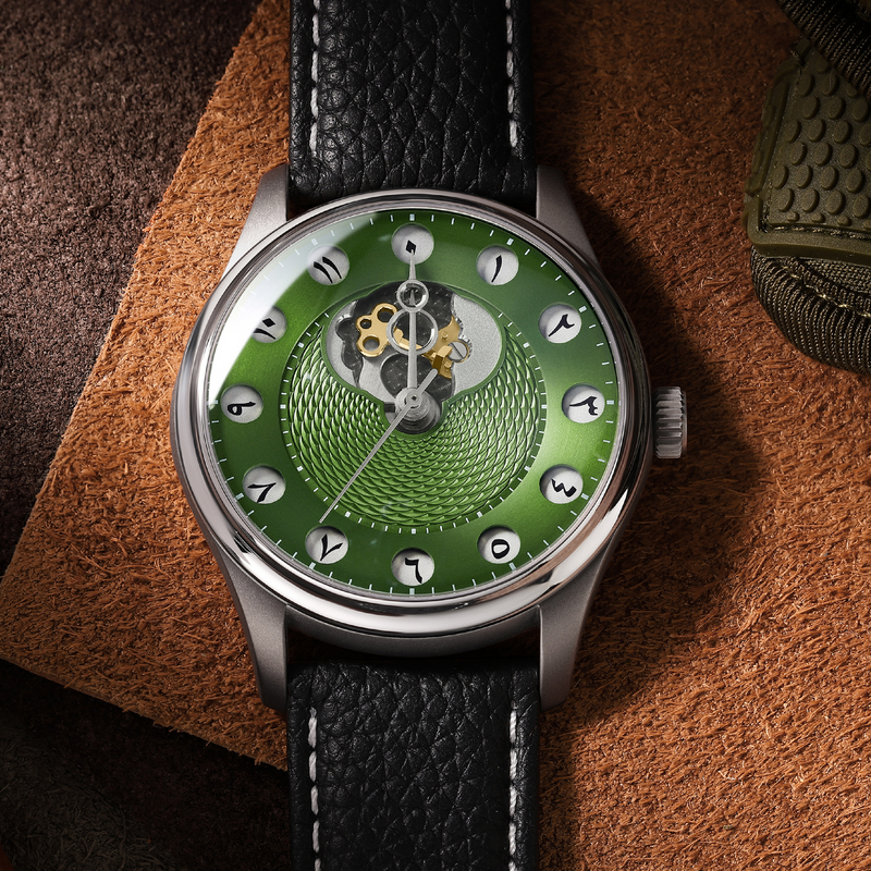 OLTO-8 Chrono Gate Olive Green - Middle Eastern Numerals in