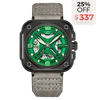 OLTO-8 IRON-X Square Skeleton Automatic Watch Green