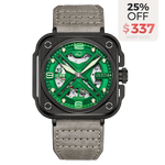 OLTO-8 IRON-X Square Skeleton Automatic Watch Green