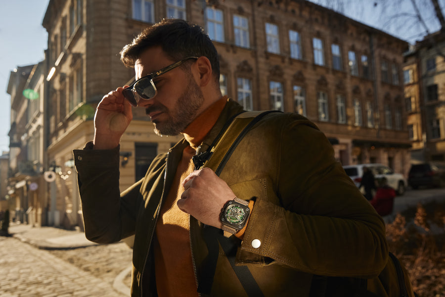8on8 ニットポロ OLTO-8 IRON-X Square Skeleton Automatic Watch Blue – OLTO-8