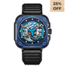 OLTO-8 IRON-EX Square Skeleton Automatic Watch Blue