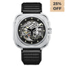 OLTO-8 IRON-EX Square Skeleton Automatic Watch Silver