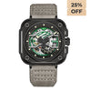OLTO-8 IRON-EX Square Skeleton Automatic Watch Green