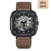 OLTO-8 IRON-EX Square Skeleton Automatic Watch Brown