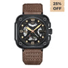 OLTO-8 IRON-X Square Skeleton Automatic Watch Brown