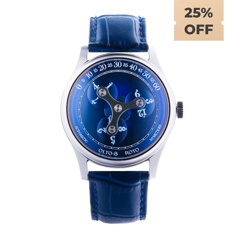 OLTO-8 ROTO Wandering Hour Automatic Watch Ocean Blue – OLTO-8 WATCHES