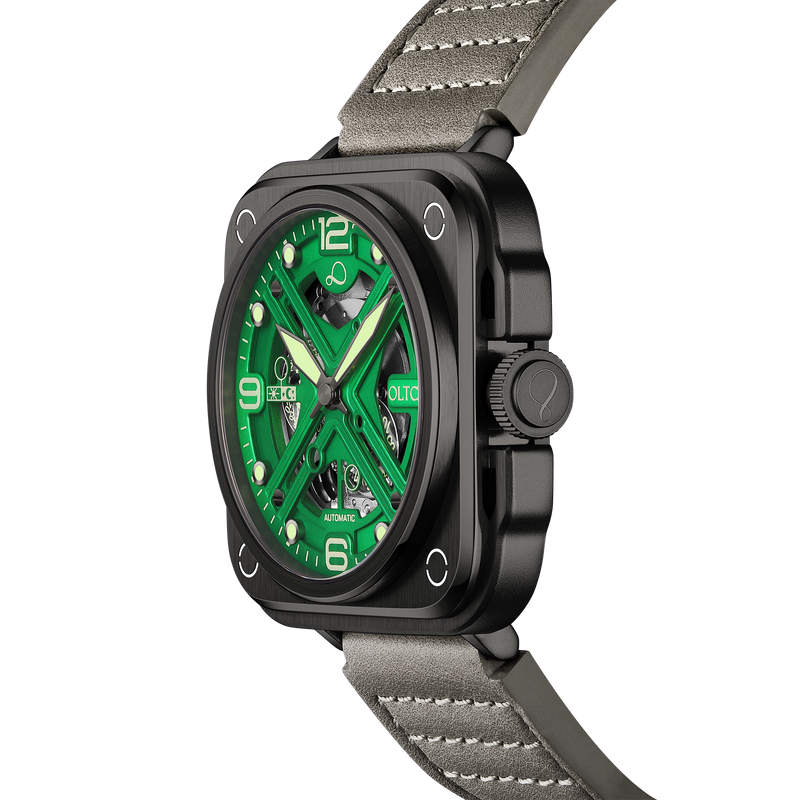 OLTO-8 IRON-X Square Skeleton Automatic Watch Green