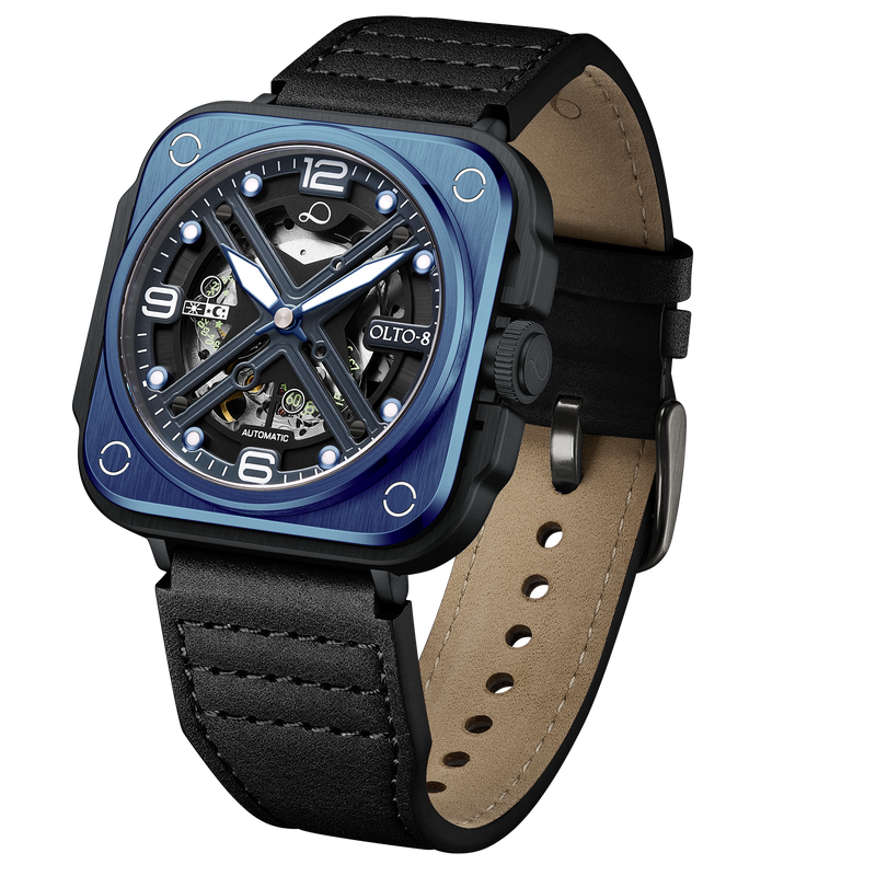 OLTO-8 IRON-X Square Skeleton Automatic Watch Blue