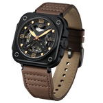 OLTO-8 IRON-X Square Skeleton Automatic Watch Brown