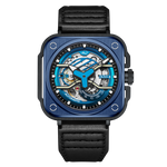 OLTO-8 IRON-EX Square Skeleton Automatic Watch Blue