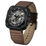 OLTO-8 IRON-EX Square Skeleton Automatic Watch Brown