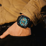 OLTO-8 IRON-EX Square Skeleton Automatic Watch Blue